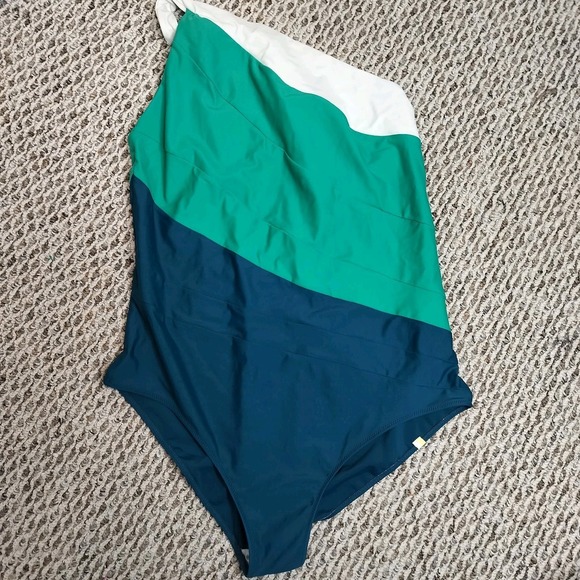 Summersalt Sidestroke One Piece Swimsuit One Shoulder Seaweed Seaglass - Picture 3 of 7